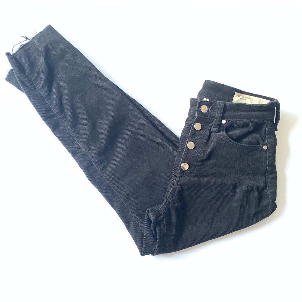 Rag & Bone Black High Rise Corduroy Straig…